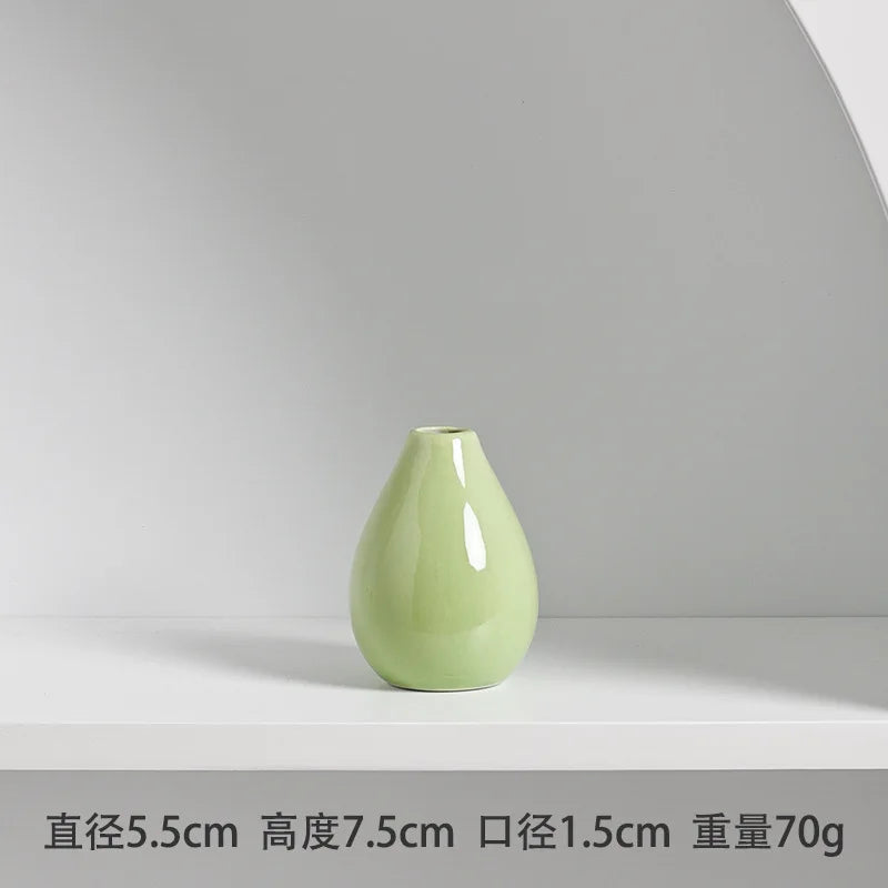 Vases, Nordic Decorative Items, Living Room Flower Arrangements, Small Ceramic Vases, Simple and Modern Home Decoration Vases Oasis Select chubby green
