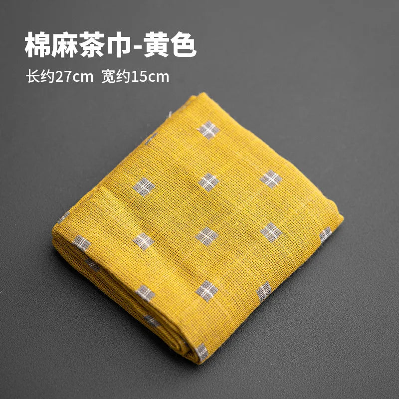 Japanese Handmade Cotton Linen Absorbent Tea Towel Tea Mat Tea Cloth Tea Tablecloth Zen Tea Table Cloth Oasis Select Tea Towel - Yellow