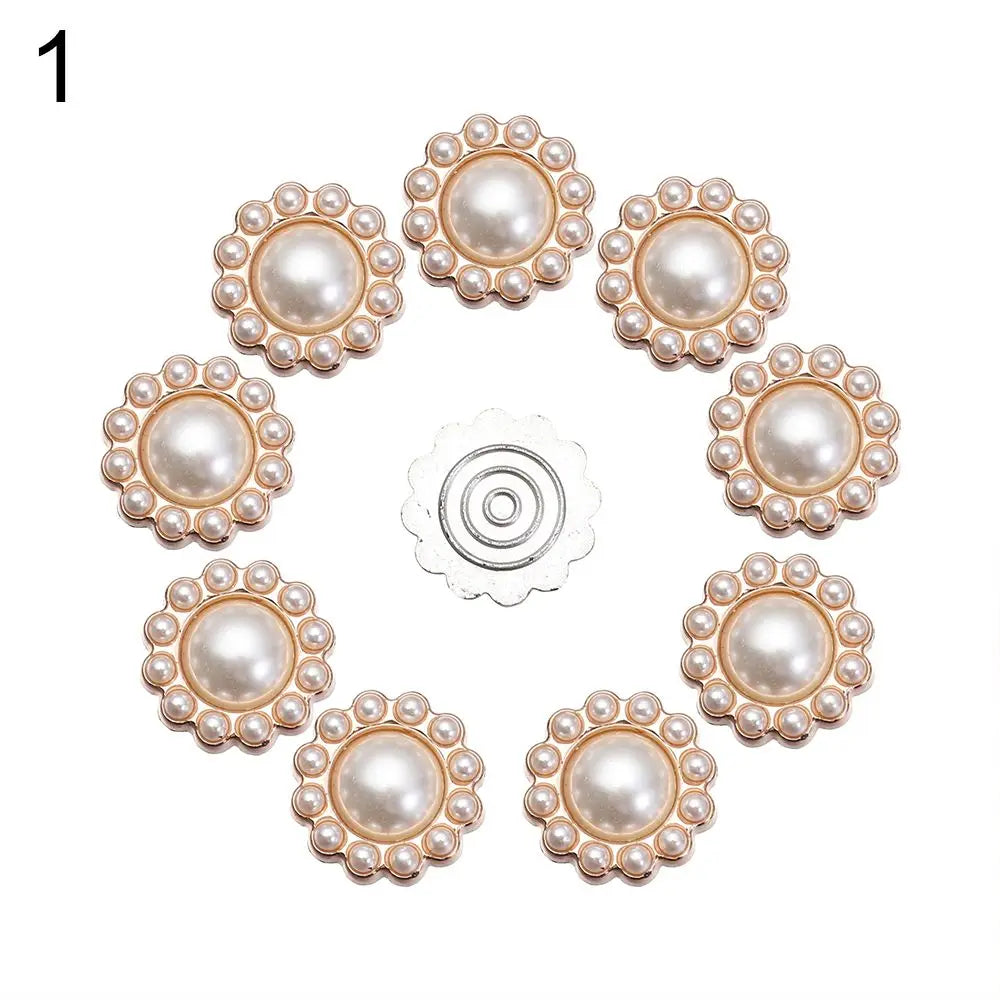 Vintage Buttons Clothing Flatback Plating Pearl Buckle Rhinestone