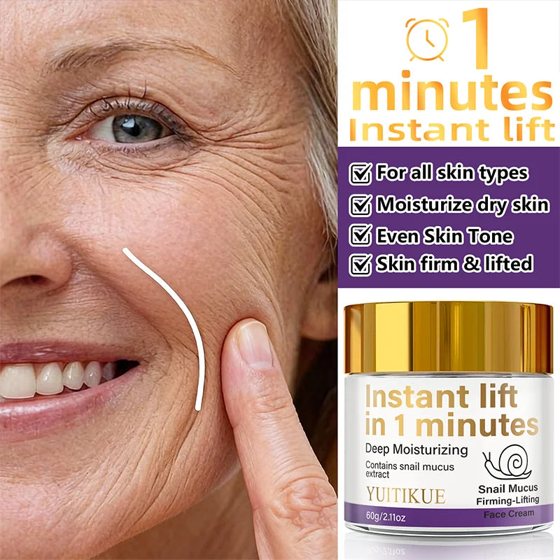 YUITIKUE Snail Mucin Instant Lift Face Cream 60g | Firm & Tone