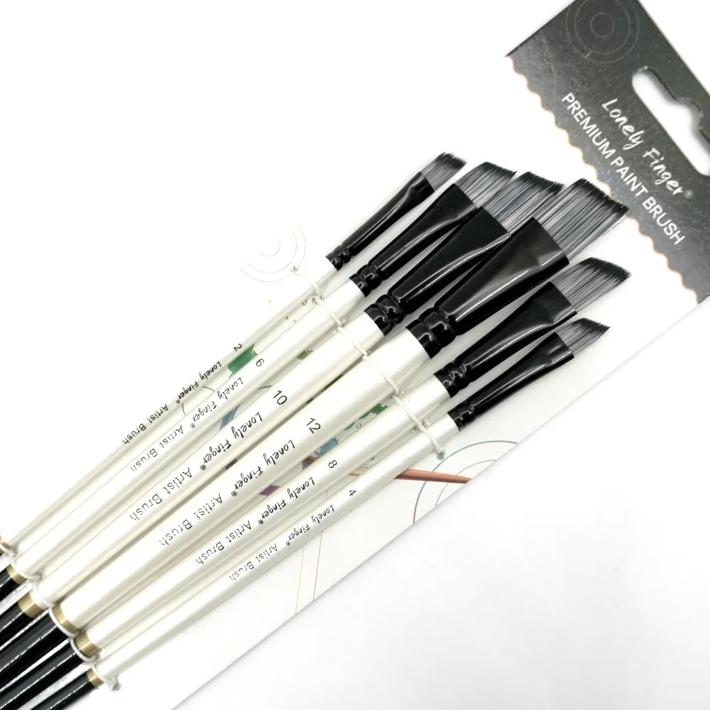6/24 Pcs Paint Brush Set, Artist Paintbrushes for Acrylic Oil Watercolor Painting, Premium Nylon Hair Art Paint Brushes Oasis Select 6 BWhite Angle