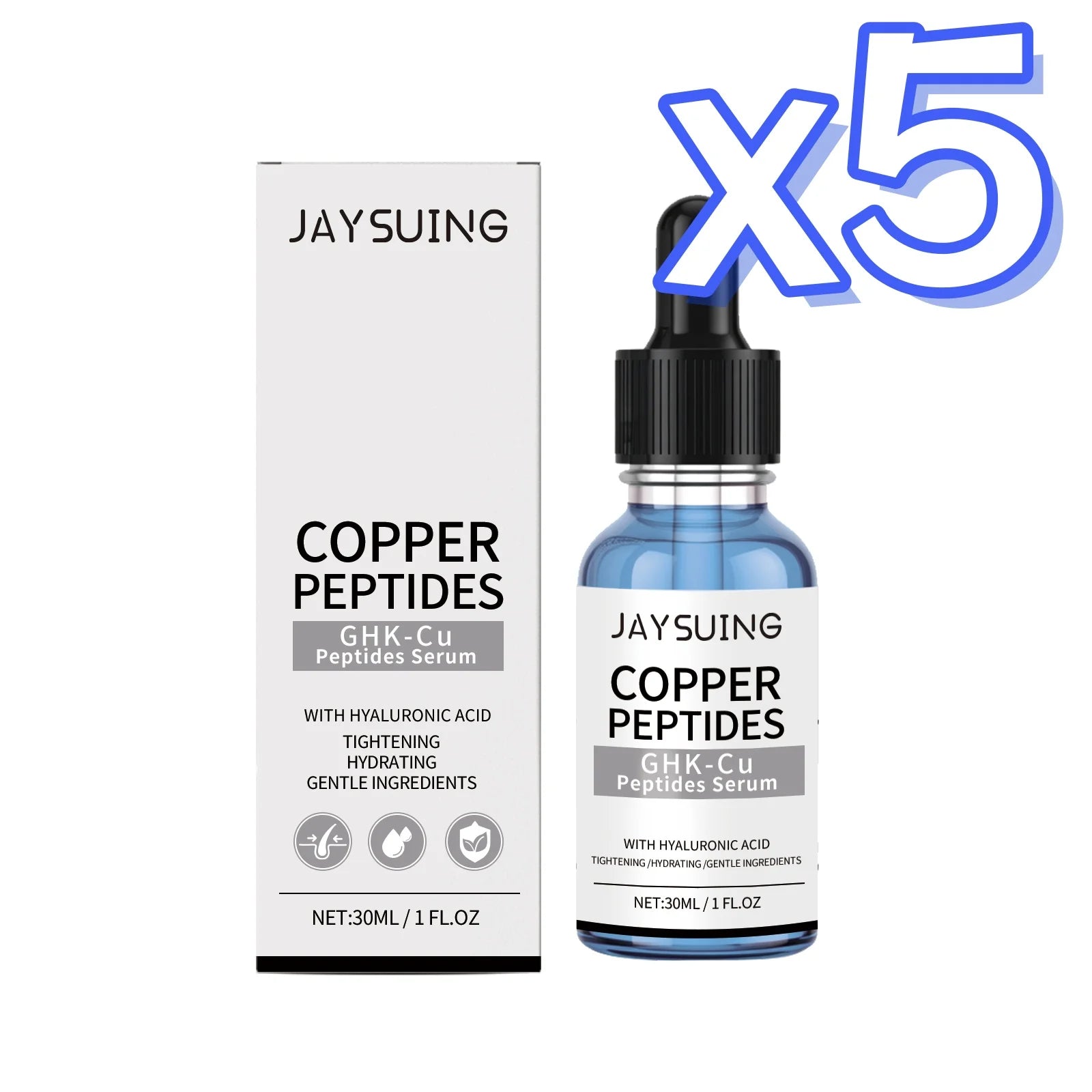 Copper Peptide Face Serum Repair Skin Firming Facial Loosen Skin Brighten Dullness Deeply Hydrate Hyaluronic Acid Face Essence Oasis Select 30ml Boxed x 5