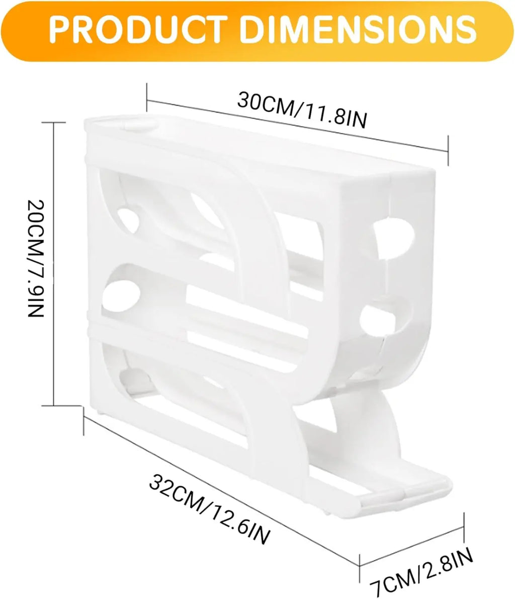 4-Tier Rolling Egg Holder Egg Etorage Space-Saving Auto-Feed Egg Container for Refrigerator Eggs 18 Count Kitchen Organizer Oasis Select