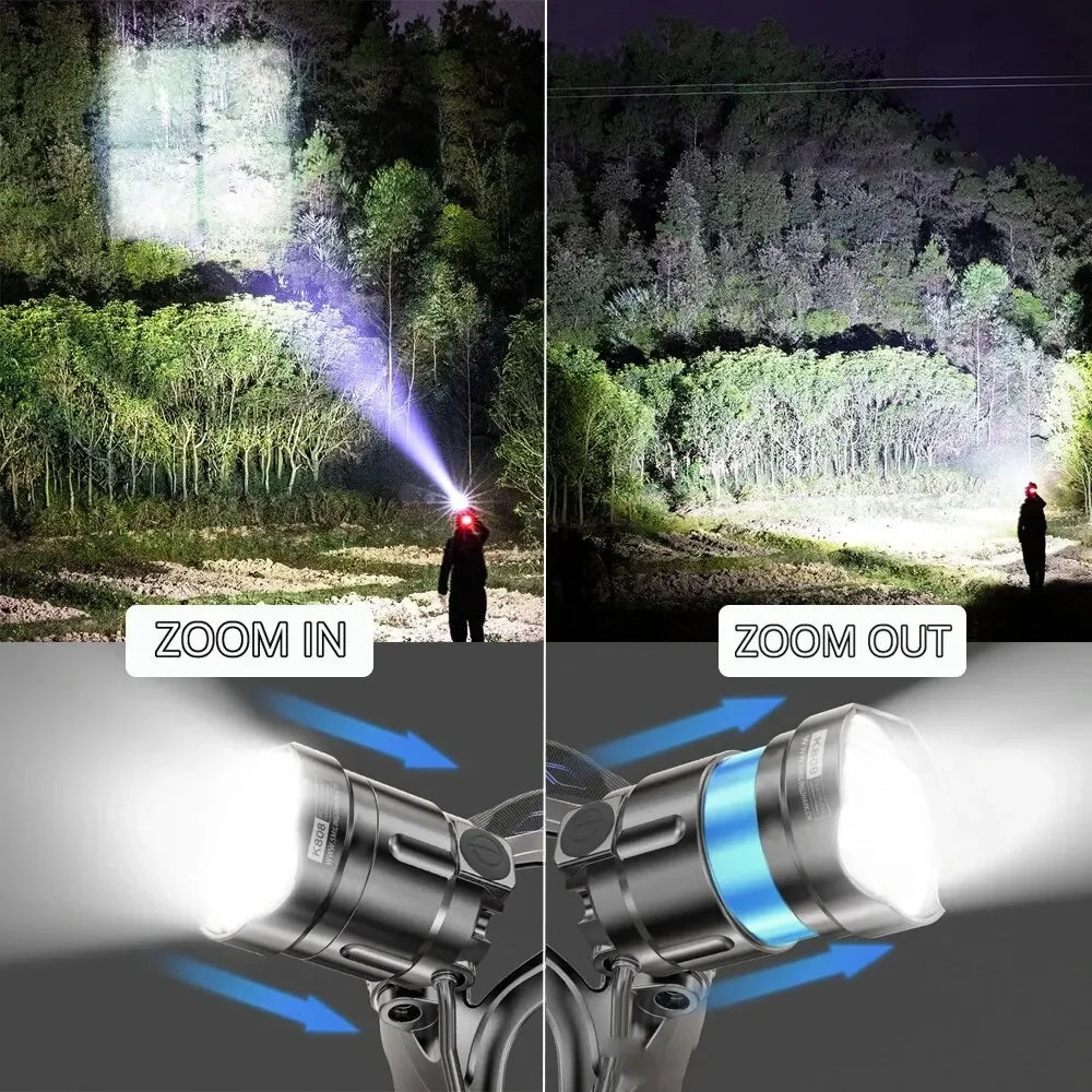 ESMARTER XHP90 LED Headlamp 4500LM Waterproof Power Display