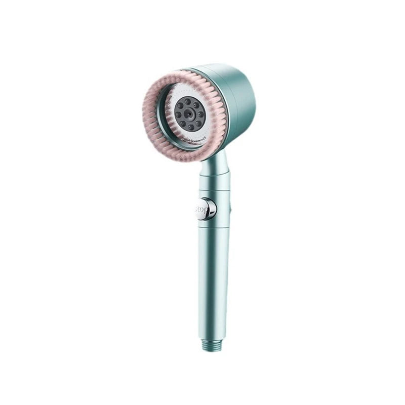 High Pressurized Filter Shower Head 3-mode Adjustable Spray with Massage Brush Rain Faucet Bathroom Accessories Oasis Select green