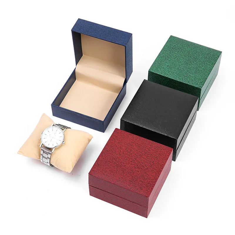 Flip Top Watch Box – Flannel Lined PU Leather Gift Storage