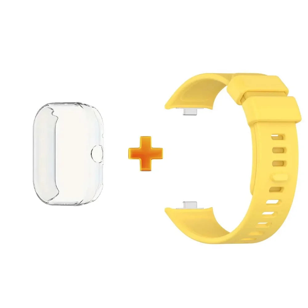 Redmi Watch 4 Silicone Strap & TPU Case Set – Shockproof Cover Smartwatch Strap Set Oasis Select YELLOW