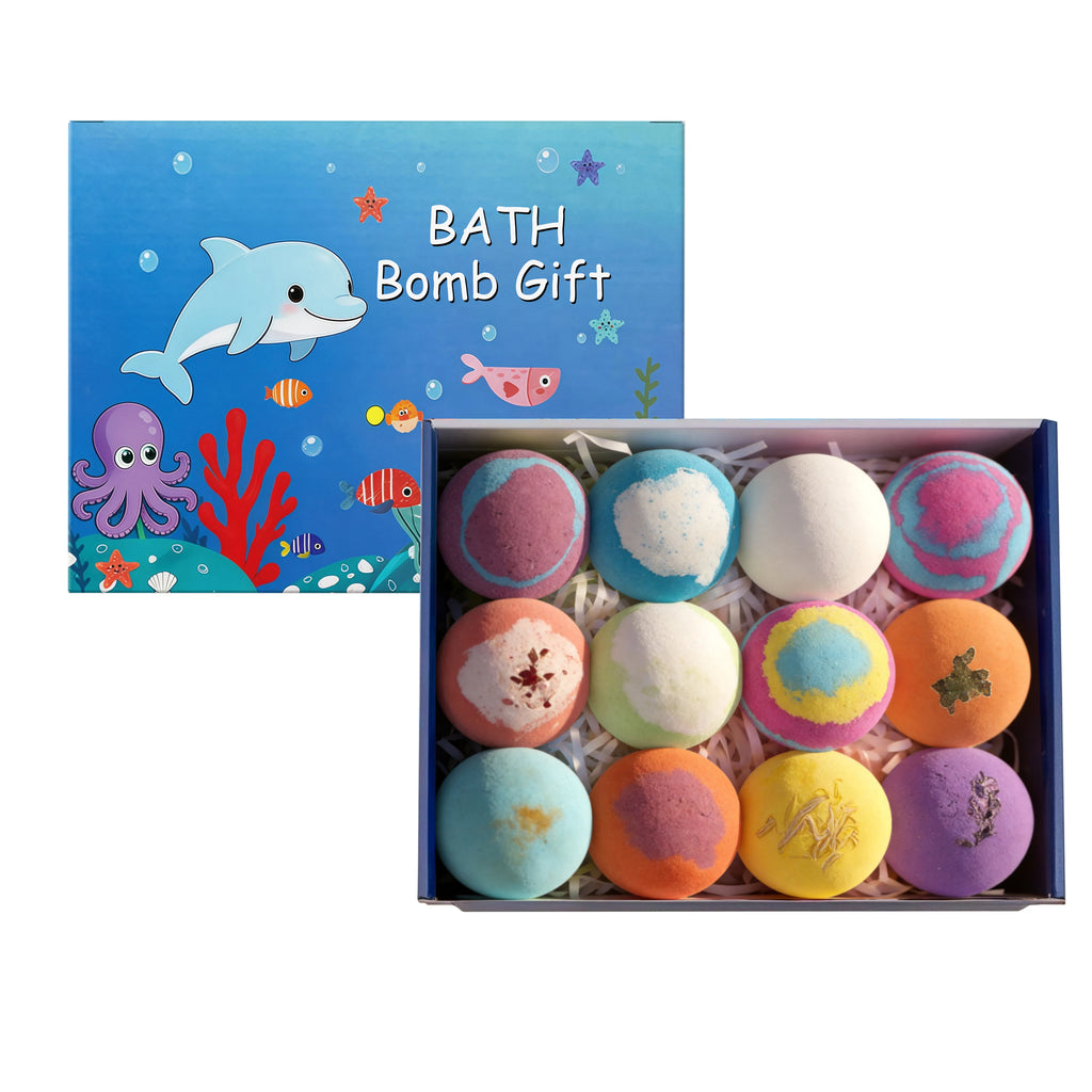 6-12PCS Bath Bombs Surprise Toy Inside Bath Bombs Natural Mega Bubbles Ocean Theme Skin Friendly Set Birthday Gift Oasis Select 1Box-12Pcs