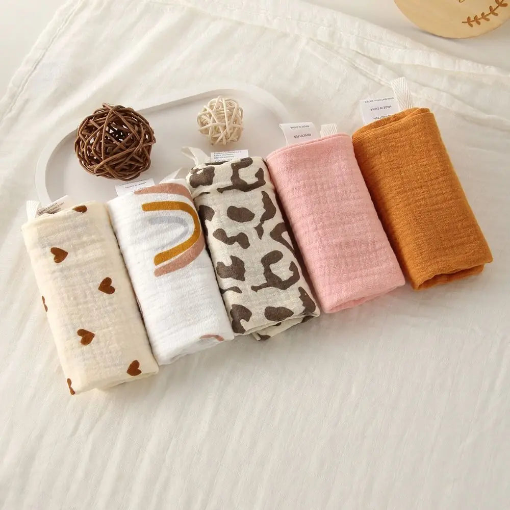 New 4-Layer Pure Cotton Baby Cotton Washcloth Soft Absorbent Square Towels Baby Towels Gauze Cotton Newborn Burp Cloth Oasis Select