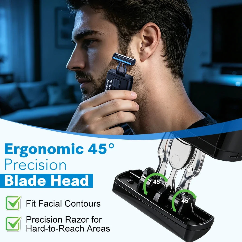 Mini 6-Blade Retractable Pocket Razor | Men's Travel Shaver