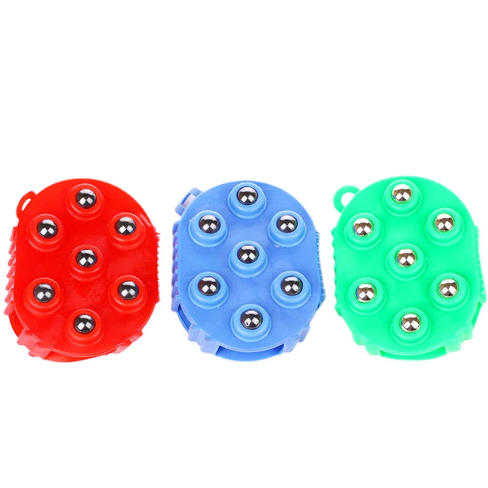 Silicone 7-Ball Roller Massager Glove | 360° Rotating Handheld