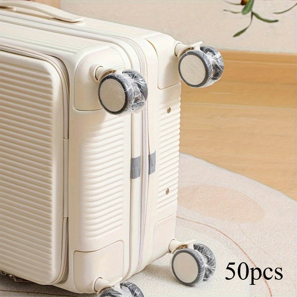 50/80pcs Luggage Wheel Covers - Dustproof Suitcase Protectors Wheel, Disposable Travel Accessories for Trolley Cases Oasis Select 50pcs