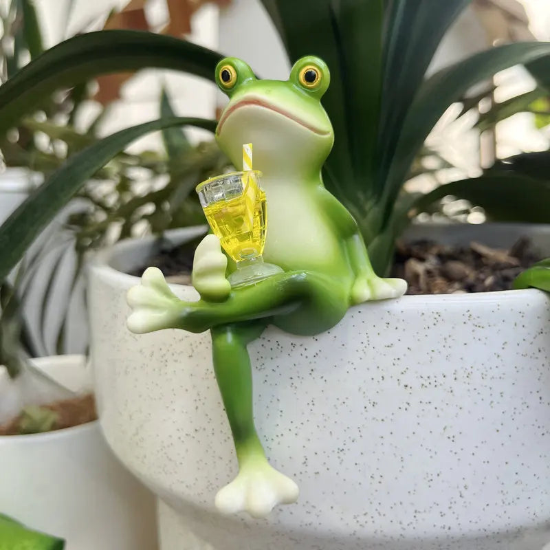 Artificial Frog Basin Hanging Glass Fish Tank Edge Hanging Outdoor Garden Flower POTS Hanging Decorative Animal Ornaments Oasis Select 5172