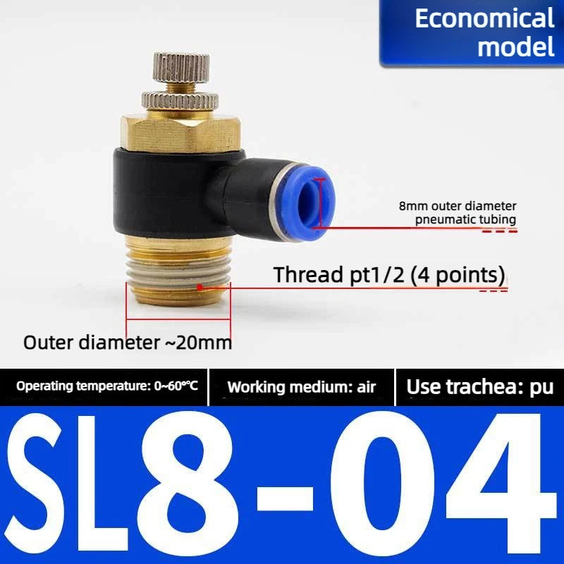 Quick Connect Pneumatic Connector "1/8" 1/4 "3/8" 1/2 M5 Air Speed Throttle Valve Regulating SL 4 6 8 10 12mm Valve Oasis Select Blue SL8-04