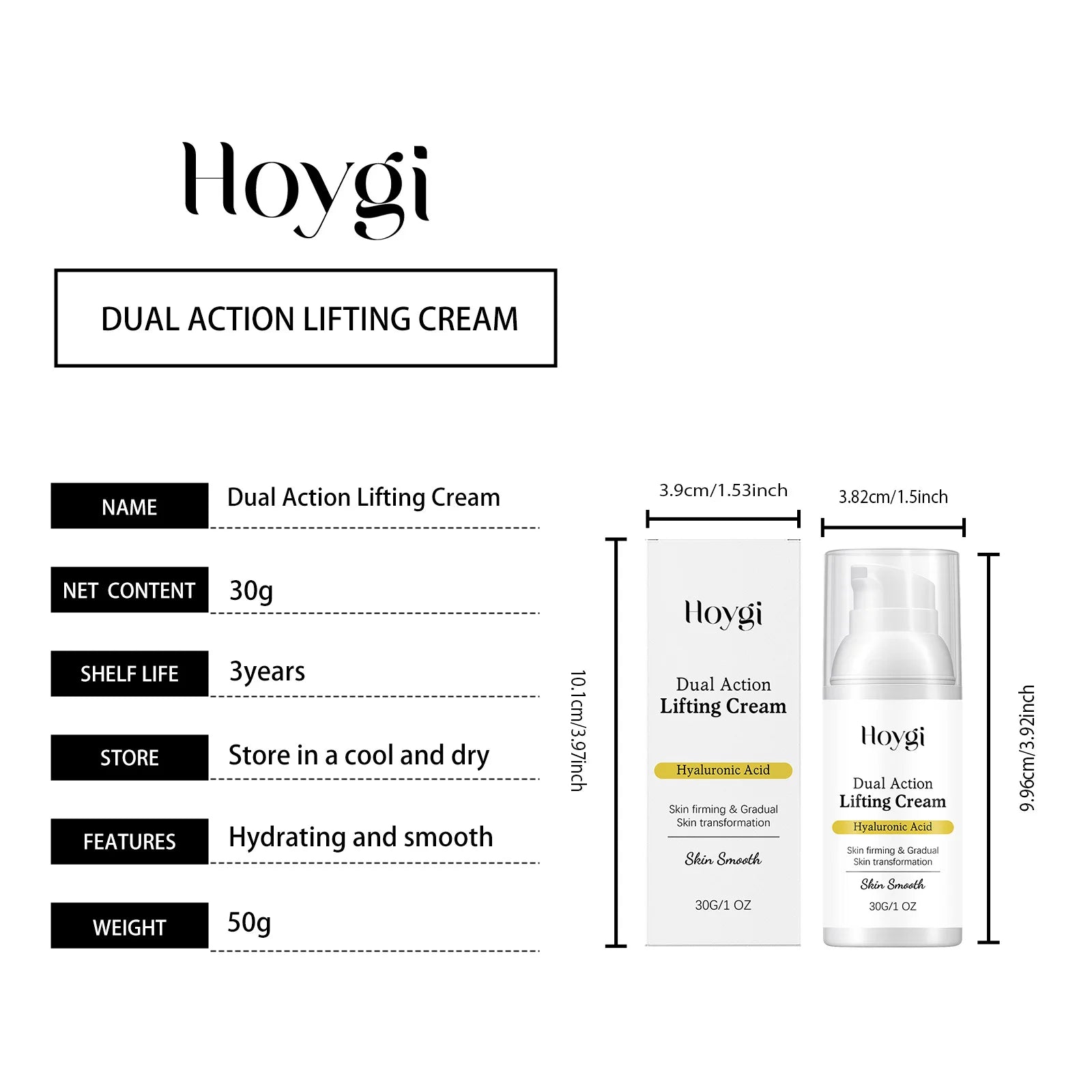 Hyaluronic Acid Face Cream Lifting Moisturizer Fine Lines Firming Skin Smoothing Brightening Daily Care Even Skin Tone Care 30g Oasis Select