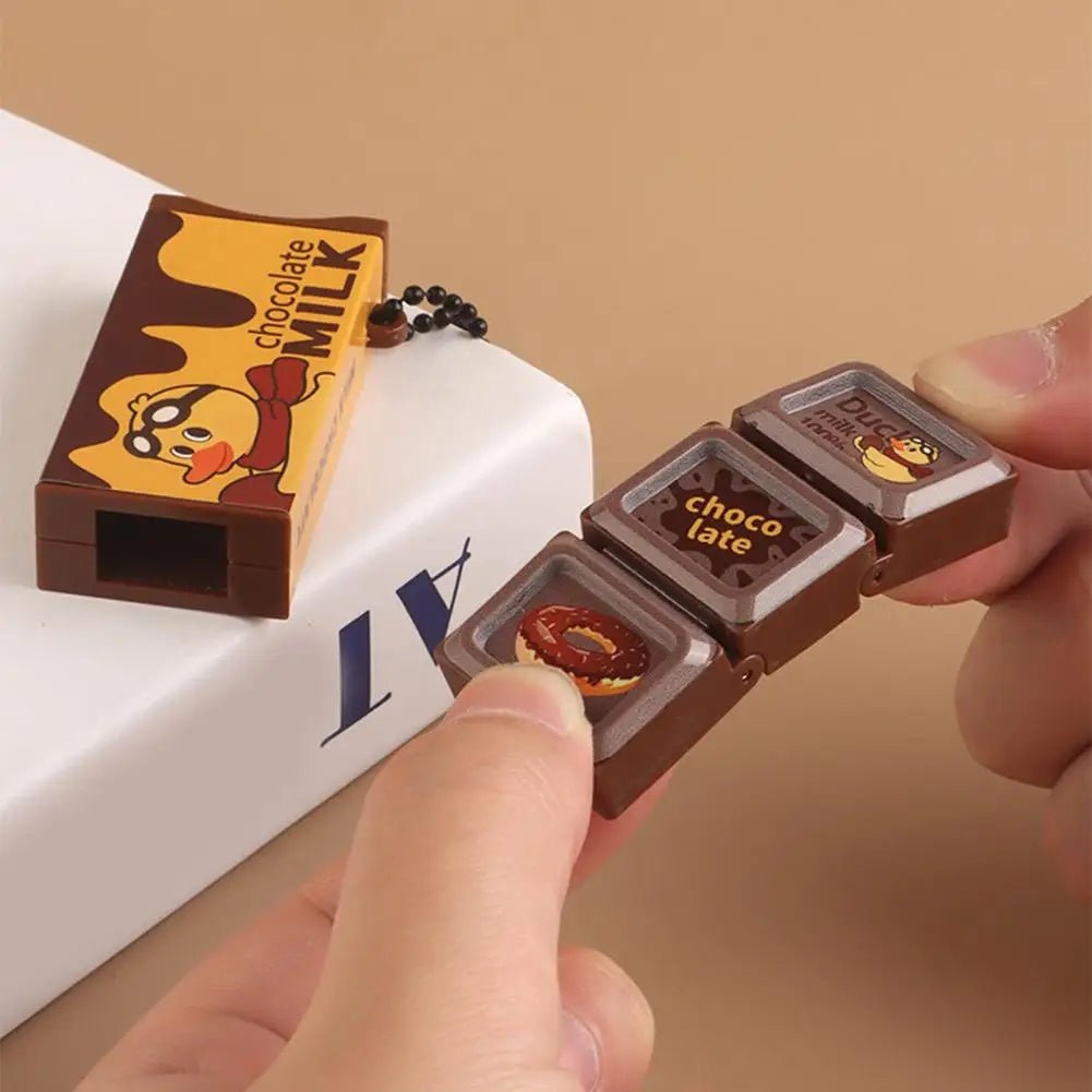 Chocolate Fidget Toy Keychain – Stress Relief Sensory Snap Toy