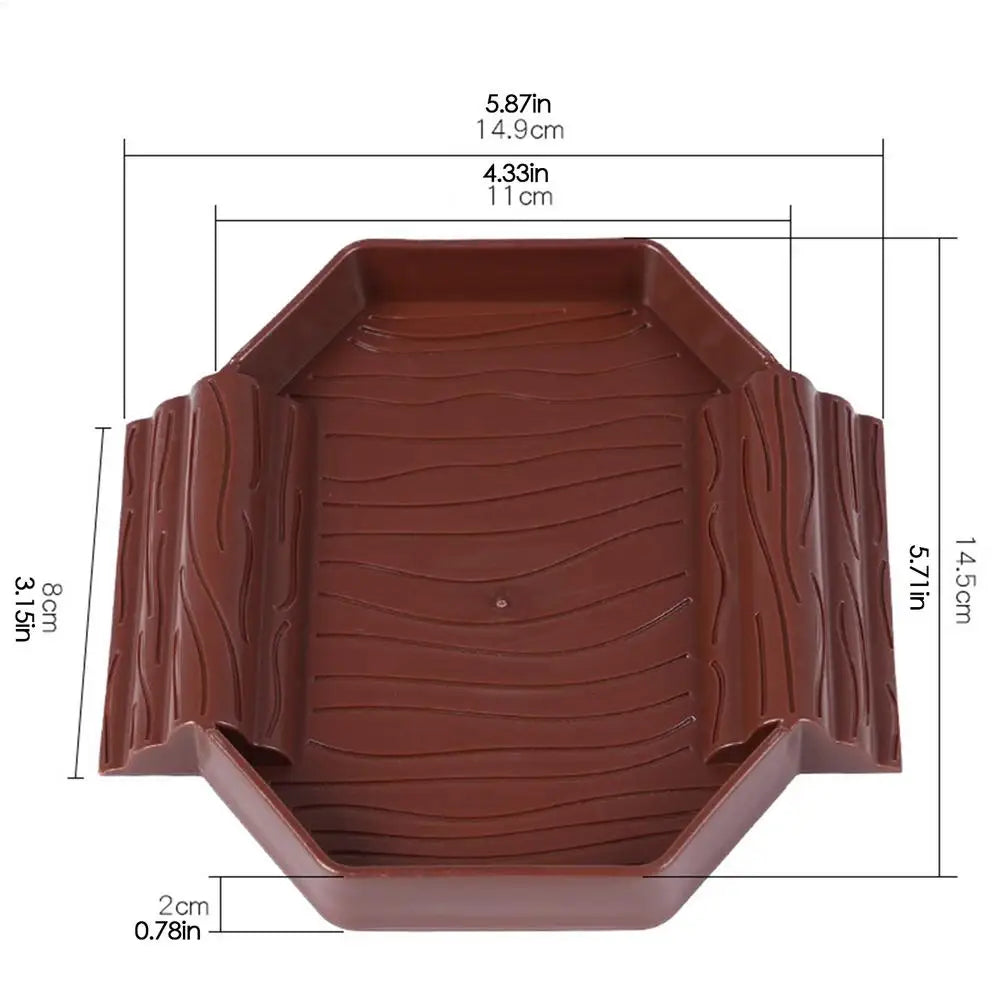 Tortoise Water Dish Anti-Slip Reptile Pool Dish Decorative Turtle Bath Tub with Ramp for Tortoise Snake Gecko Tank Accessory Oasis Select Red Brown