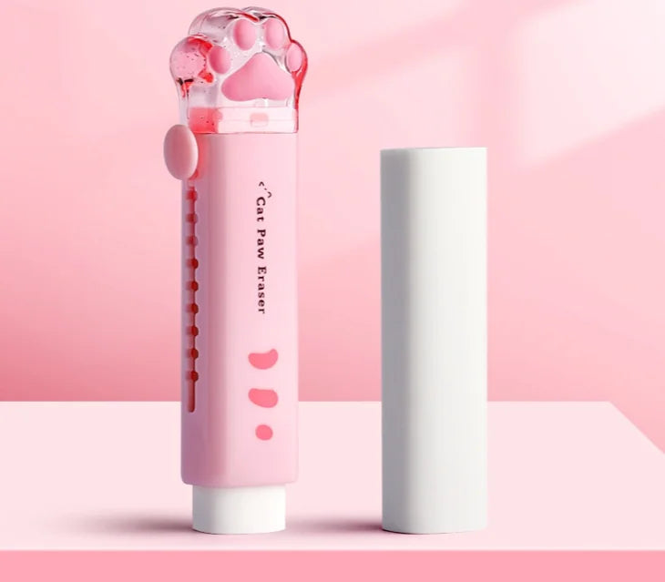 Eraser with retractable push-pull design, creative cartoon cat claw shape, student-specific stationery, portable eraser Oasis Select Pink