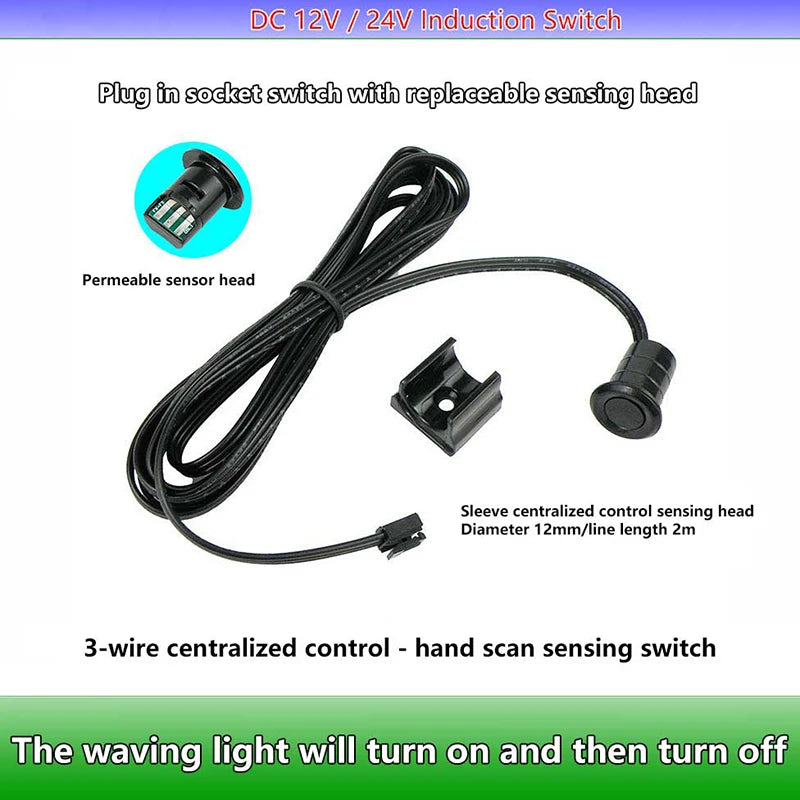 Mini LED Cabinet Light Sensor Switch 12V 24V Touch/Hand Sweep/PIR Motion/Door ON/OFF Kitchen Wardrobe Lamp Control Oasis Select Sweep Hand