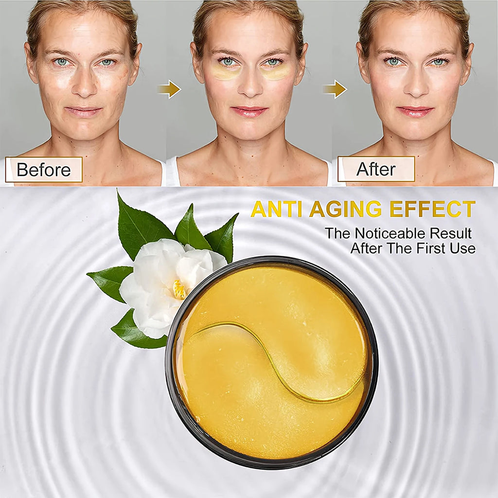 YURHERSU Golden Eye Mask Patches – Moisturizing & Firming Eye Mask Patches Oasis Select