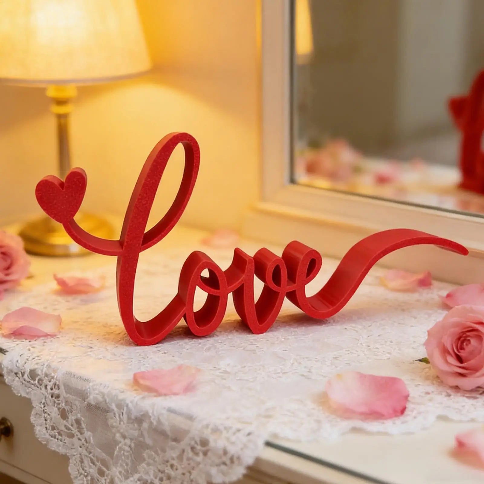 Red LOVE Letters Table Ornaments Happy Valentines Day Atmosphere Decor Wedding Proposal Props Love Gift Tabletop home Decor Oasis Select