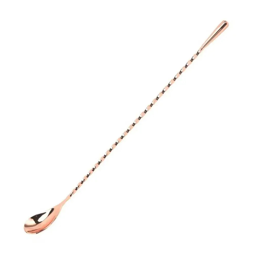 Kitchen Accessories Spiral Pattern Cocktail Spoon Long Handle 20/30/40cm Bar Teadrop Spoon Stainless Steel Mixing Spoon Dessert Oasis Select rose red-40cm