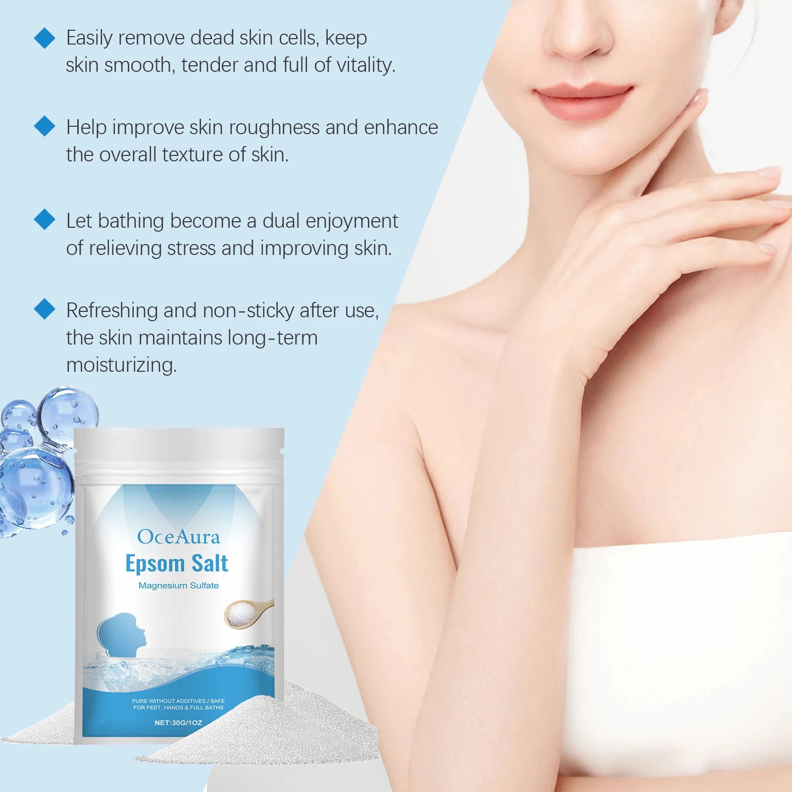 Body Bath Salt – Exfoliating, Moisturizing & Softening Soak Bath Salts Oasis Select