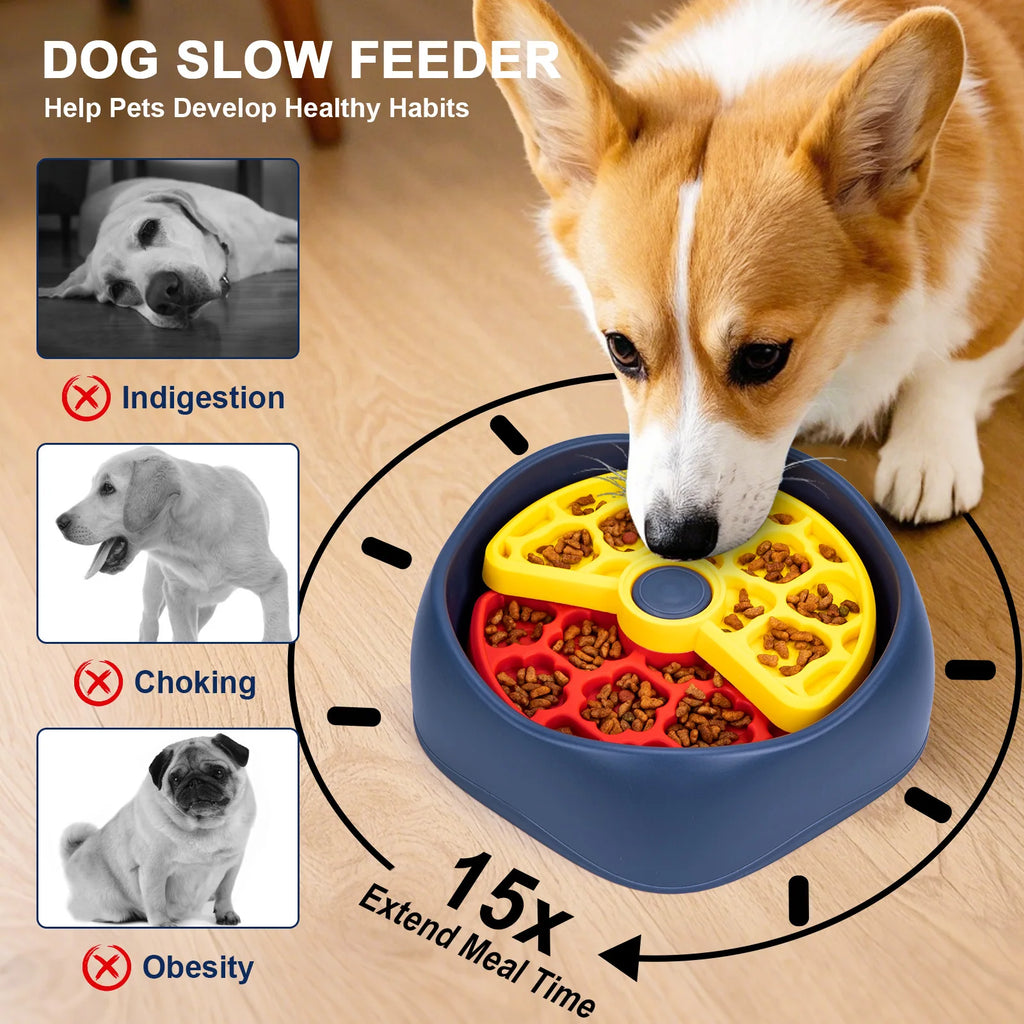 Three-layer Rotating Slow Food Bowl for Cats and Dogs, Educational and Anti-choking Dog Bowl, Anti-tipping Tableware and Feeder Oasis Select