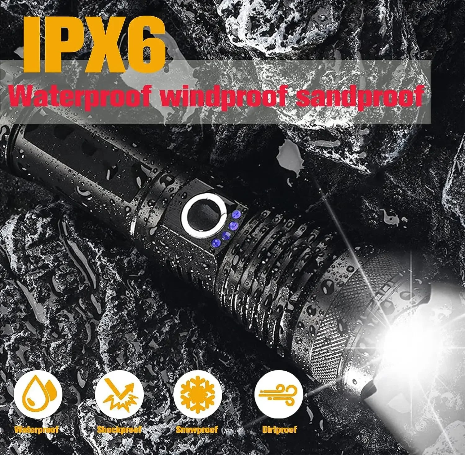 Rechargeable Long Range Tactical Torch Waterproof Outdoort Emergency Camping Lantern High Power LED Flashlight Oasis Select
