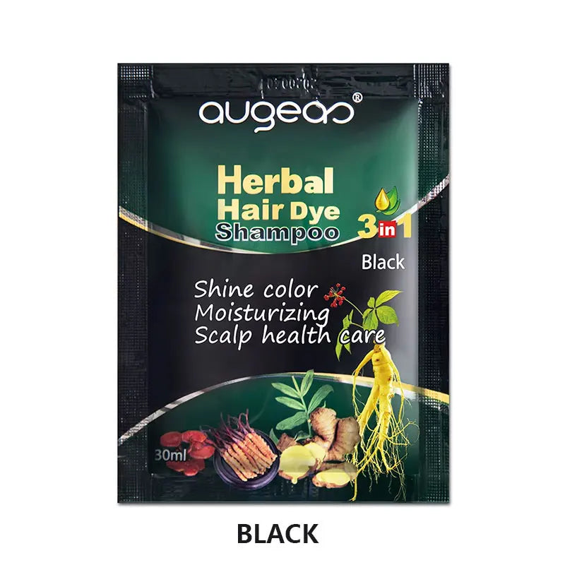 Herbal Plant Hair Dye Shampoo – 6 Colors, Grey Coverage Hair Dye Shampoo Oasis Select 30ml Black