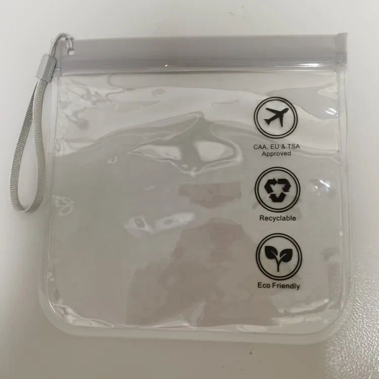 Luggage Transparent Travel Use Leakproof Flight Make Up Waterproof Bag For Women Reusable Airport Security Toiletry Bag Oasis Select Grey with Strap