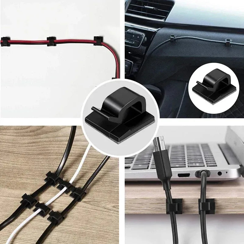 10/20/40pcs Cable Organizer Clips Cable Management Wire Manager Cord Holder Charging Data Line Bobbin Winder Wall Mounted Hook Oasis Select