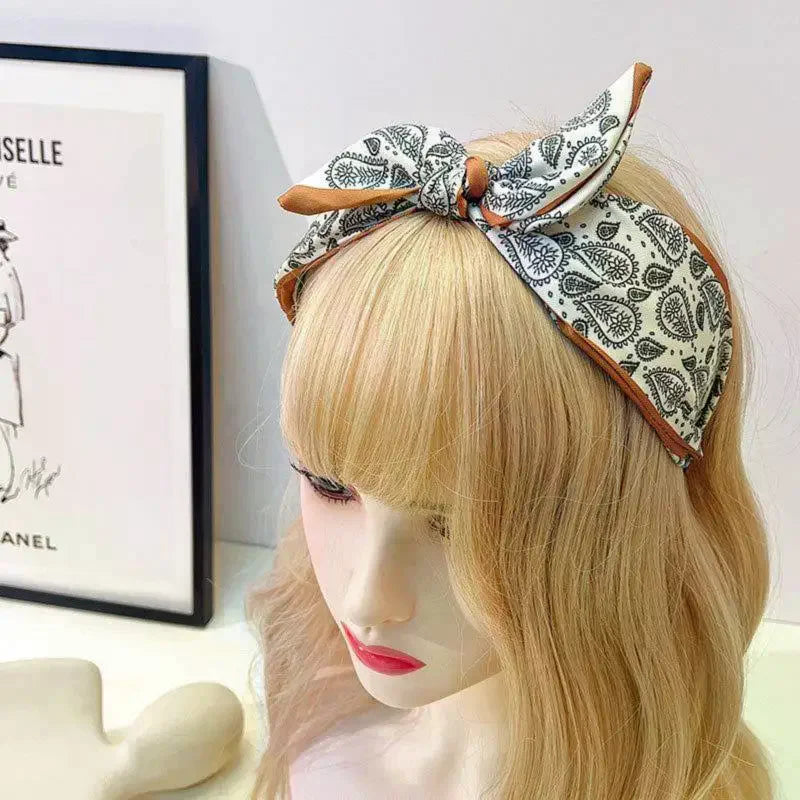 Floral Paisley Bohemian Rabbit Ear Headband | Stretchy Bohemian Headband Oasis Select