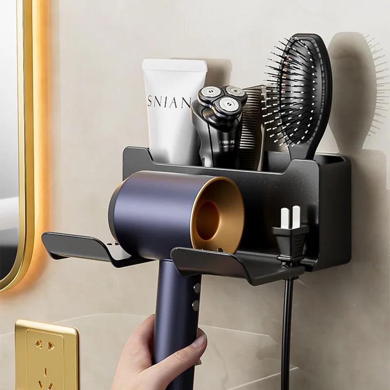 Hair Dryer Holder Wall Mounted Wall Dryer Cradle white black greyHairdryer Blow Dryer Organizer for Bathroom Bathroom Shelves Oasis Select