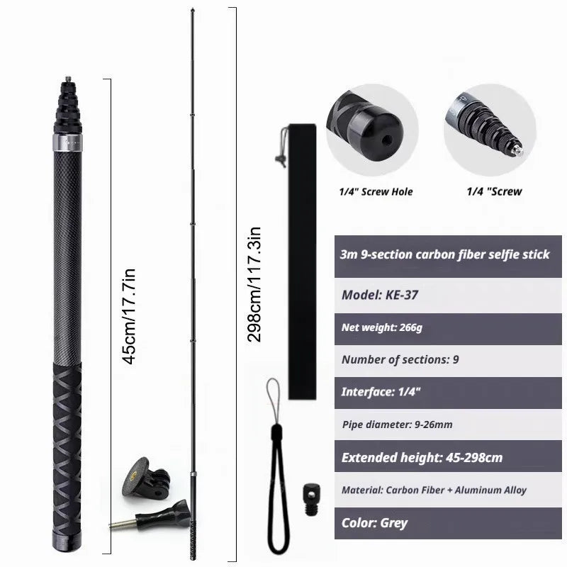 Insta360 Invisible Selfie Stick & Tripod – 1.2m Carbon Fiber