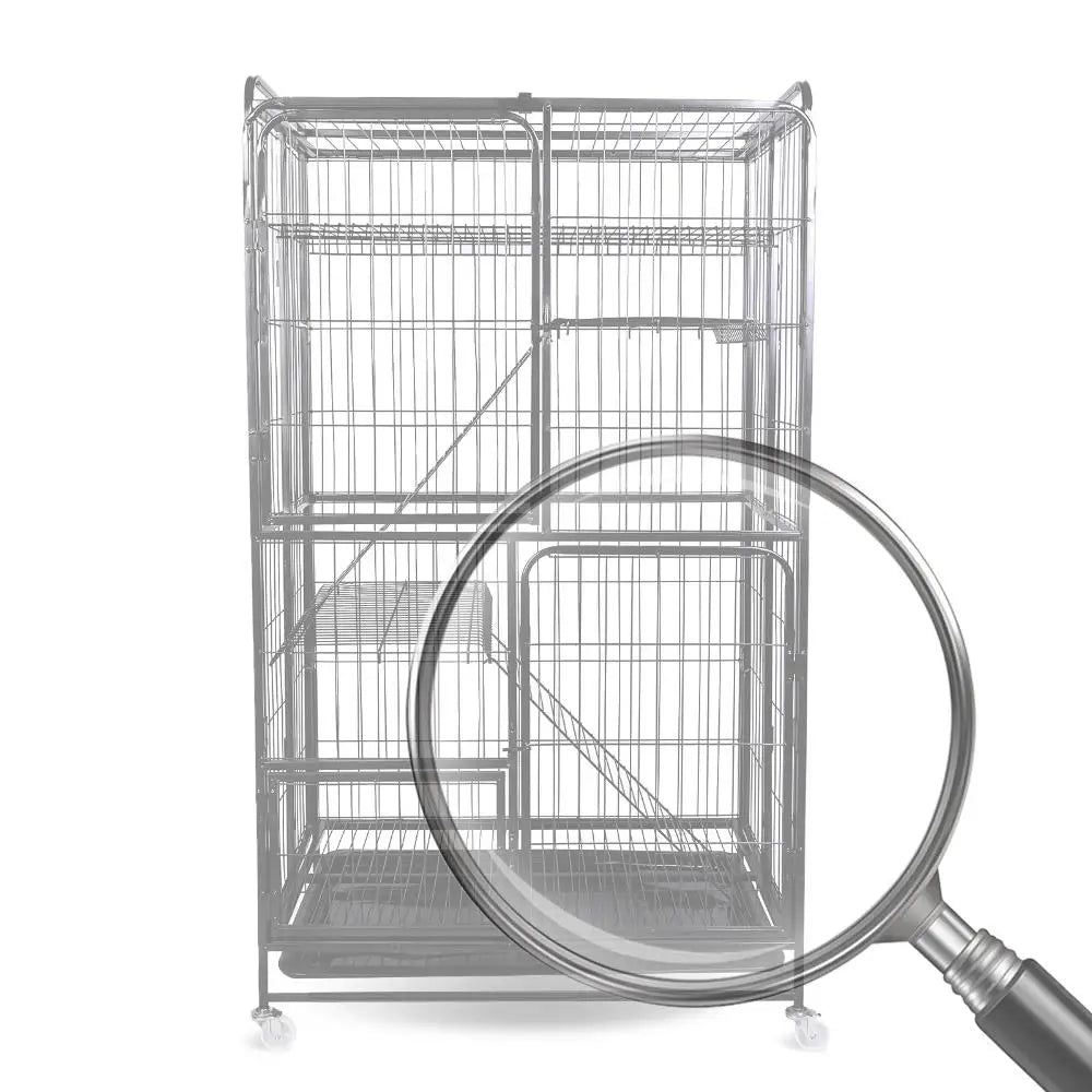 4-Tier Collapsible Metal Cat Kennel with Wheels | 54" Crate Cat Kennel Crate Oasis Select United States