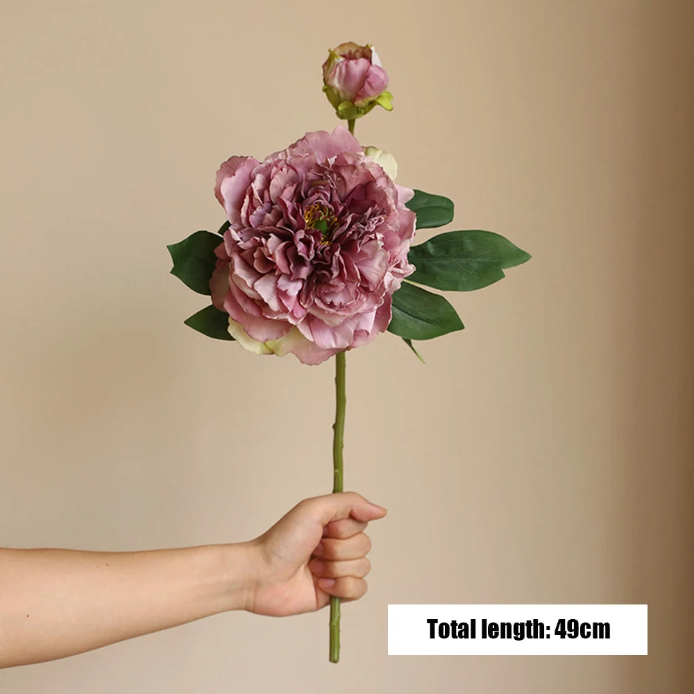 Peony Simulation Flowers, Home And Living Room Artificial Flower Decorations, Dining Table Dried Flower Bouquet Decoration Oasis Select Darlk Purple