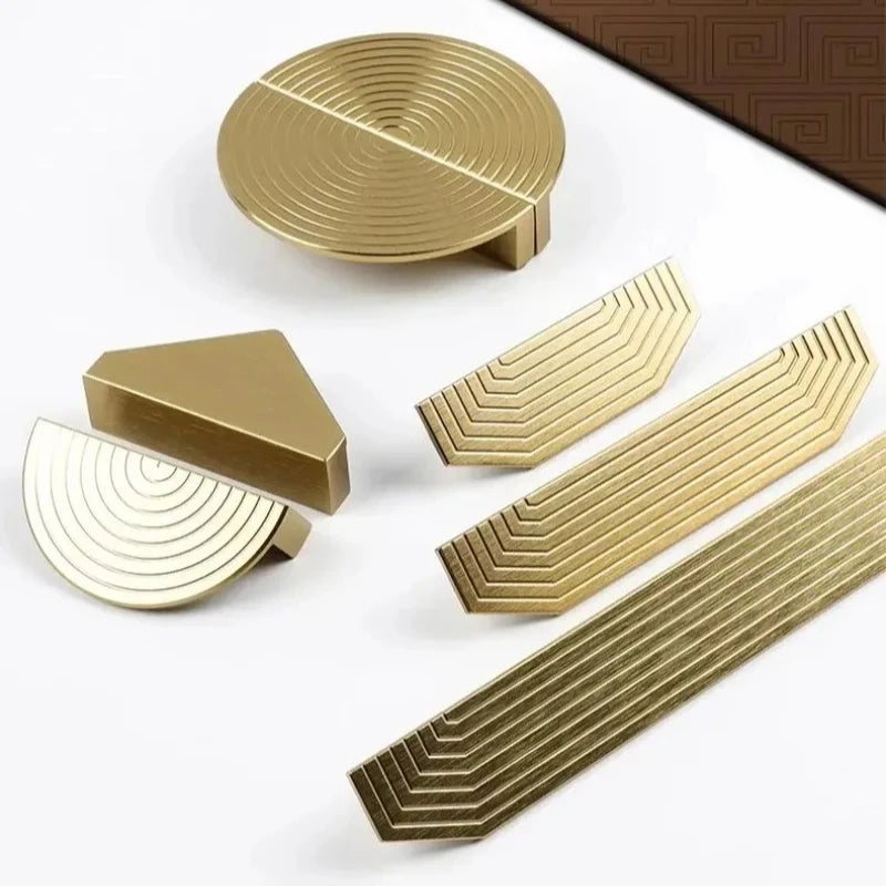 BaiNong Brass Cabinet Pulls Gold Drawer Pulls Closet Door Handle New Chinese Half Round French Pair Oasis Select