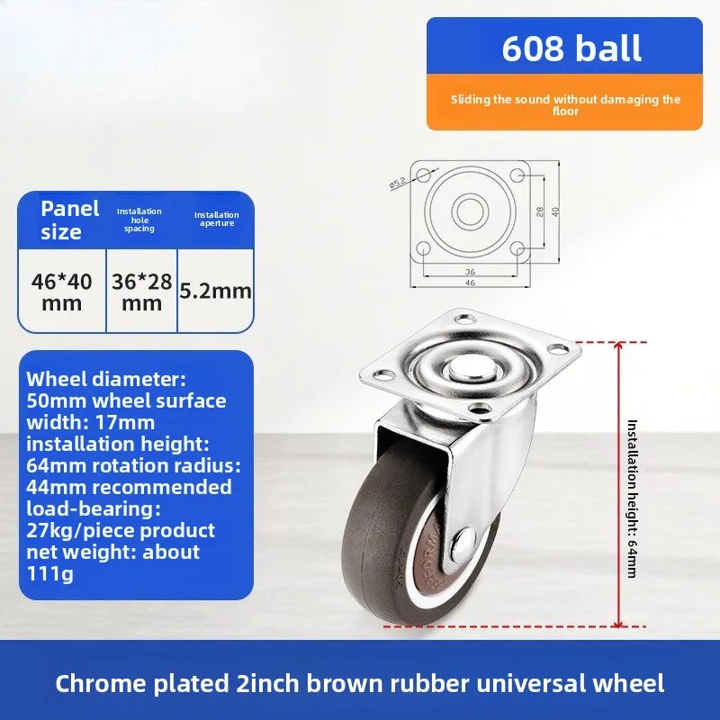 1 1.25 1.5 2 Inch Furniture Caster Soft Rubber Universal Wheel Swivel Caster Roller Wheel For Platform Trolley Accessories Oasis Select 2 inch universal 1.0 Inch