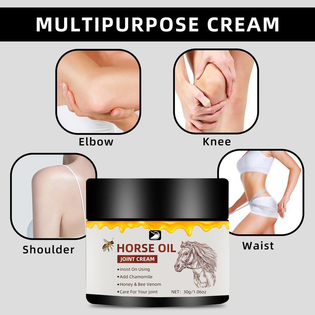 Horse Oil Joint Cream - Fast Absorbing, Non-Greasy Moisturizer for Elbows, Knees & Joints. Fragrance-Free, All Skin Types. 30g/5 Oasis Select
