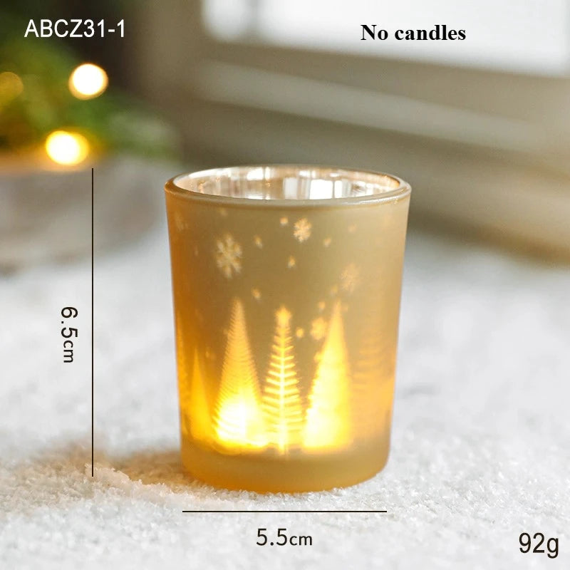 Christmas Decorative Trinkets Candle Cups Christmas Tree Glass Jars Hand-held Candlestick Ornaments Scene Arrangements Oasis Select A Gold