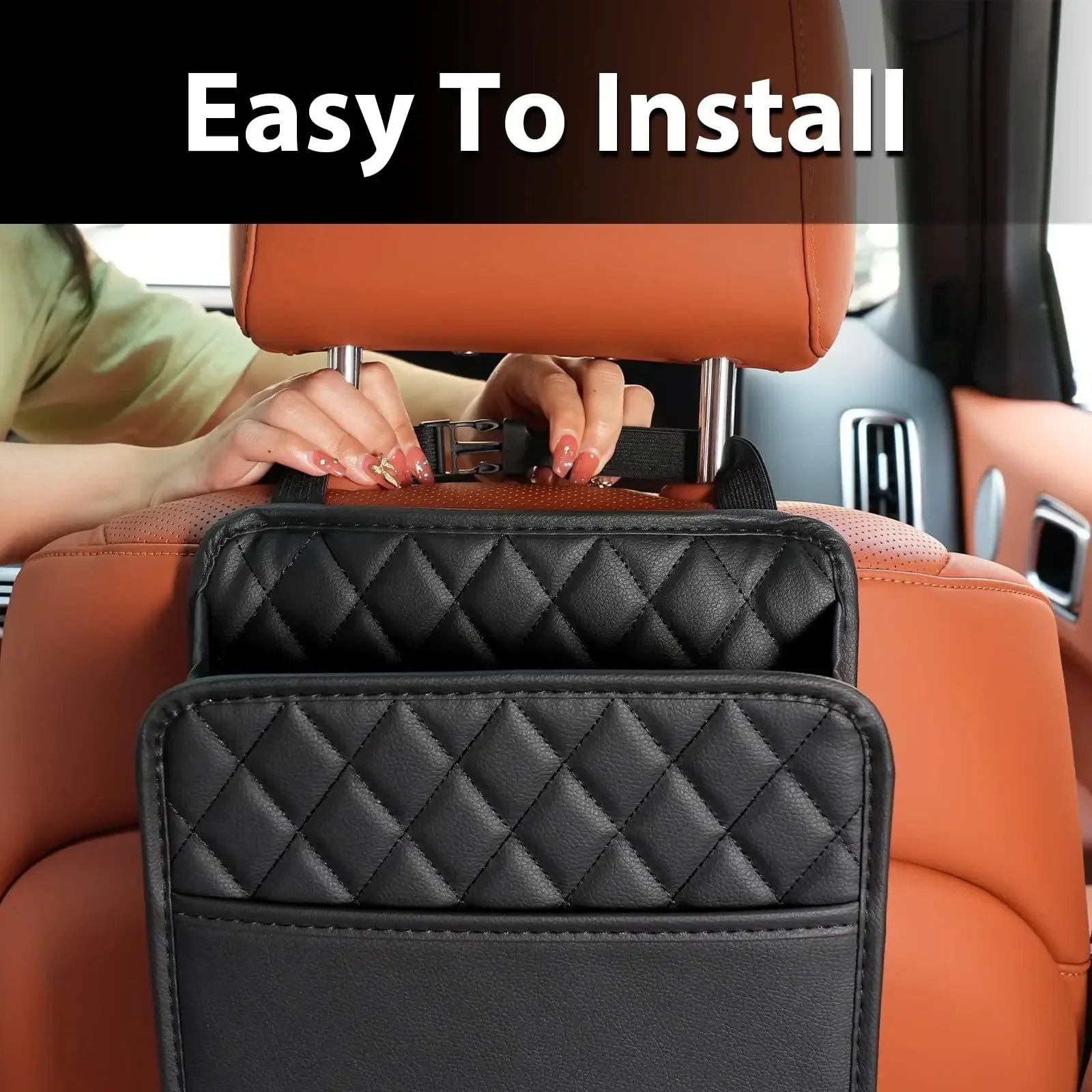 Multi-functional car seat back storage bag Leather storage bag Garbage bag Storage bag Garbage can storage for most models Oasis Select