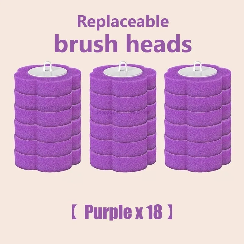 Disposable Toilet Brush Replacement Head Cleaning Kit Lengthened Handle Auto Lid Opening Toilet Bowl Cleaner Kit for Bathroom Oasis Select 18pcs brush-Purple