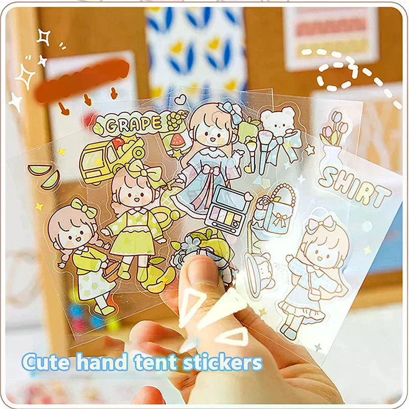 50Pcs of Non-repetitive PET Waterproof Cute Ledger Stickers Cut-free Stickers for Students and Girls Anime Stickers Oasis Select