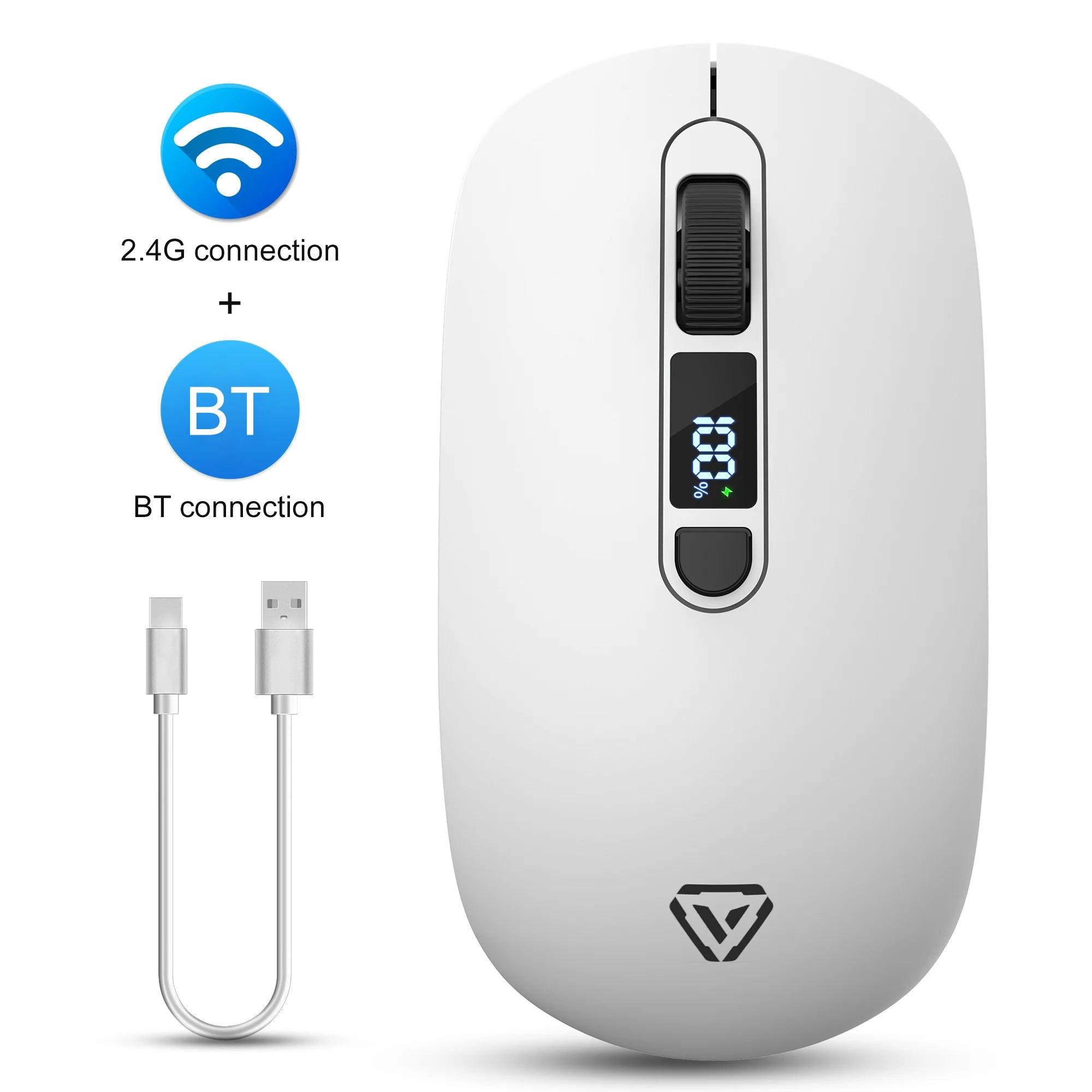 Dual Mode Wireless Mouse, 2.4G Bluetooth Silent Mouse, Rechargeable Gaming Mouse with 4 DPI, Boss Key, Type-C, for PC Laptop Mac Oasis Select WHITE