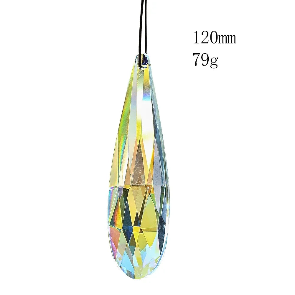 120mm Rainbow Crystal Suncatcher Hanging Prisms for Window Faceted Glass Teardrop Sunlight Chaser Catcher Pendant Garden Decor Oasis Select AB