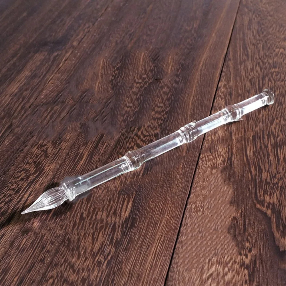 Children Signature Glass Dip Pen Reusable Transparent Dipping Pen Vintage Calligraphy Fountain Pen Art Painting Oasis Select Transparent