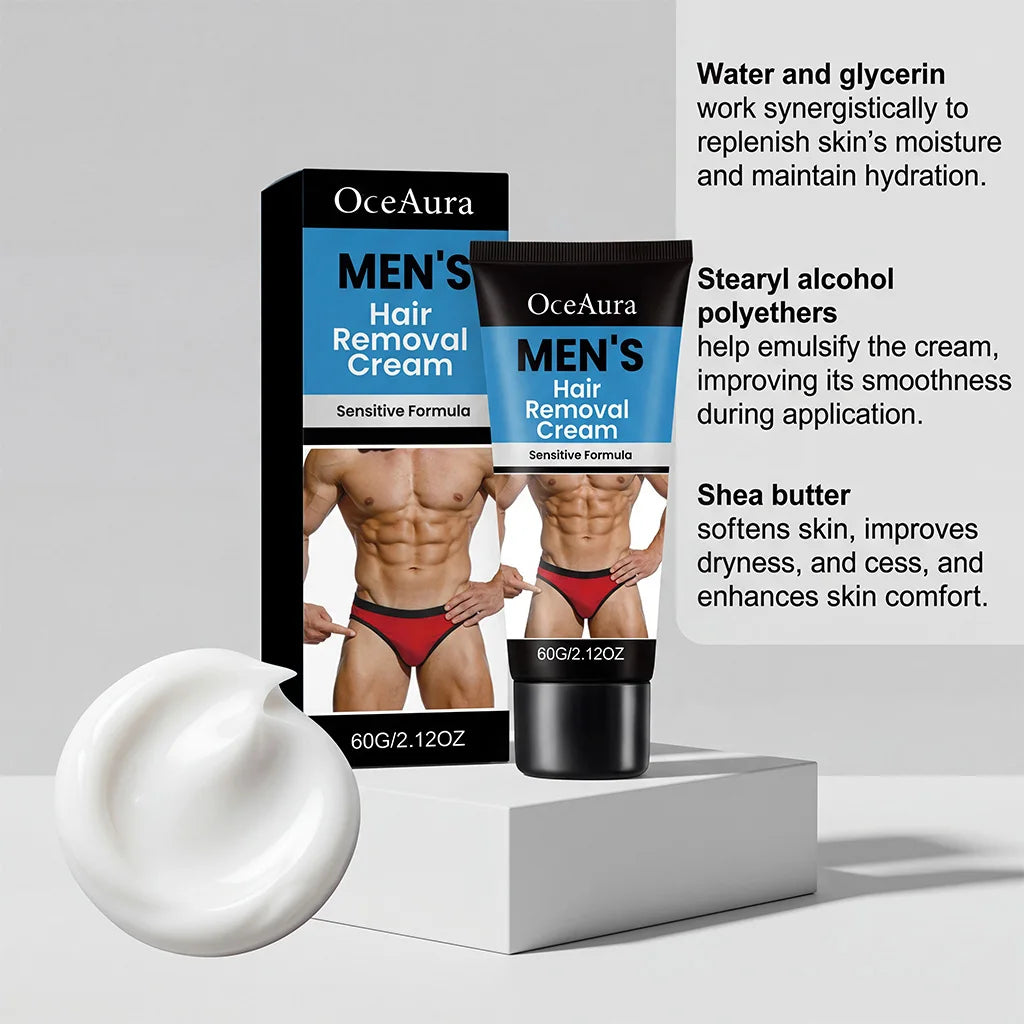 OceAura Men's Hair Removal Cream – Smooth & Moisturized Skin Hair Removal Cream Oasis Select