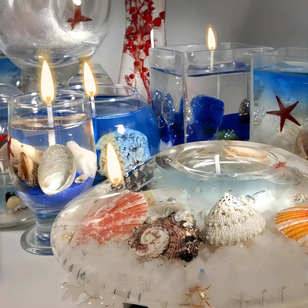 200/500g Gel Wax For Candle Making Set Jelly Wax Melts Clear Candle Wax With Seashells Candle Wick Wooden Candle Wick Making Set Oasis Select