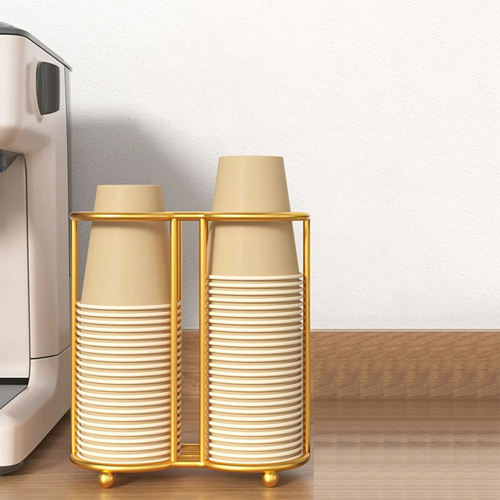 Metal Paper Cup Holder Sleek Space-Saving Organizer for Disposable Paper Cups Premium Countertop Rack for Desk Kitchen Oasis Select